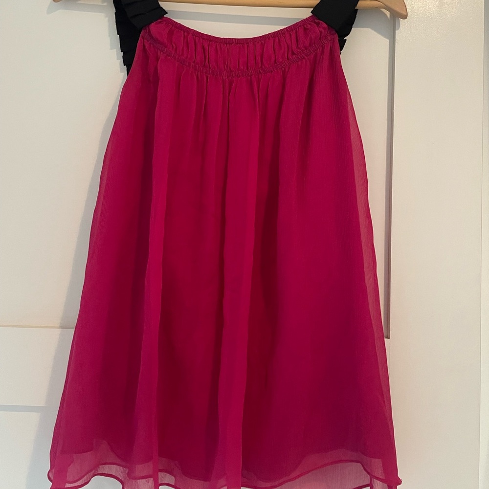 Diane Von Furstenberg hot pink & black flowy top